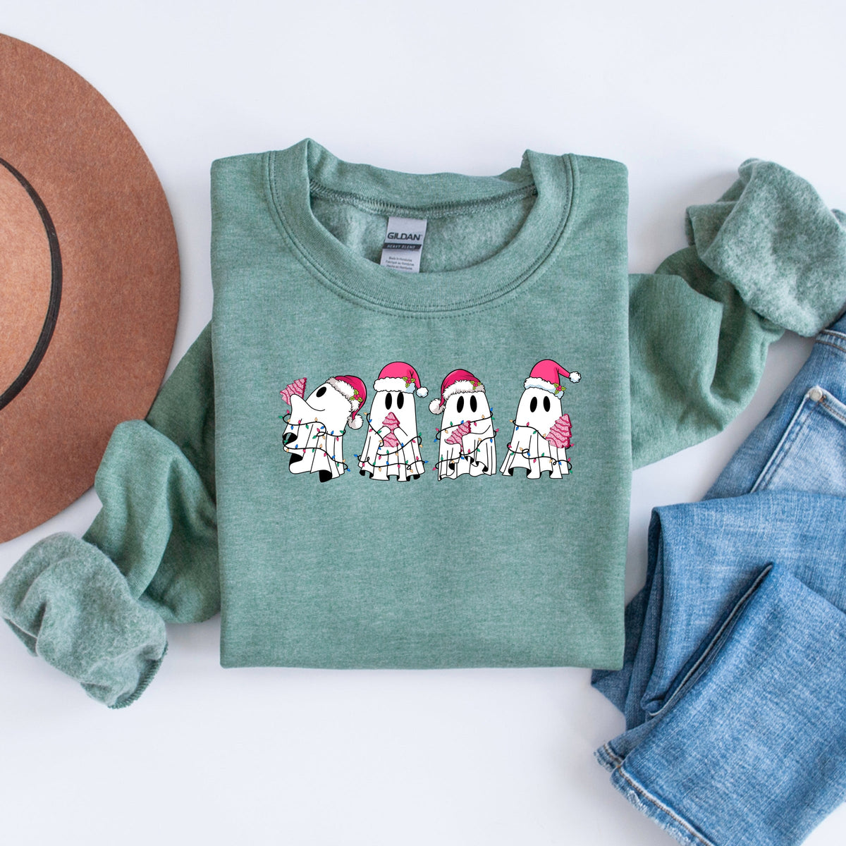 Imperial The Label Cute Christmas Ghosts Printed Crewneck Sweatshirt