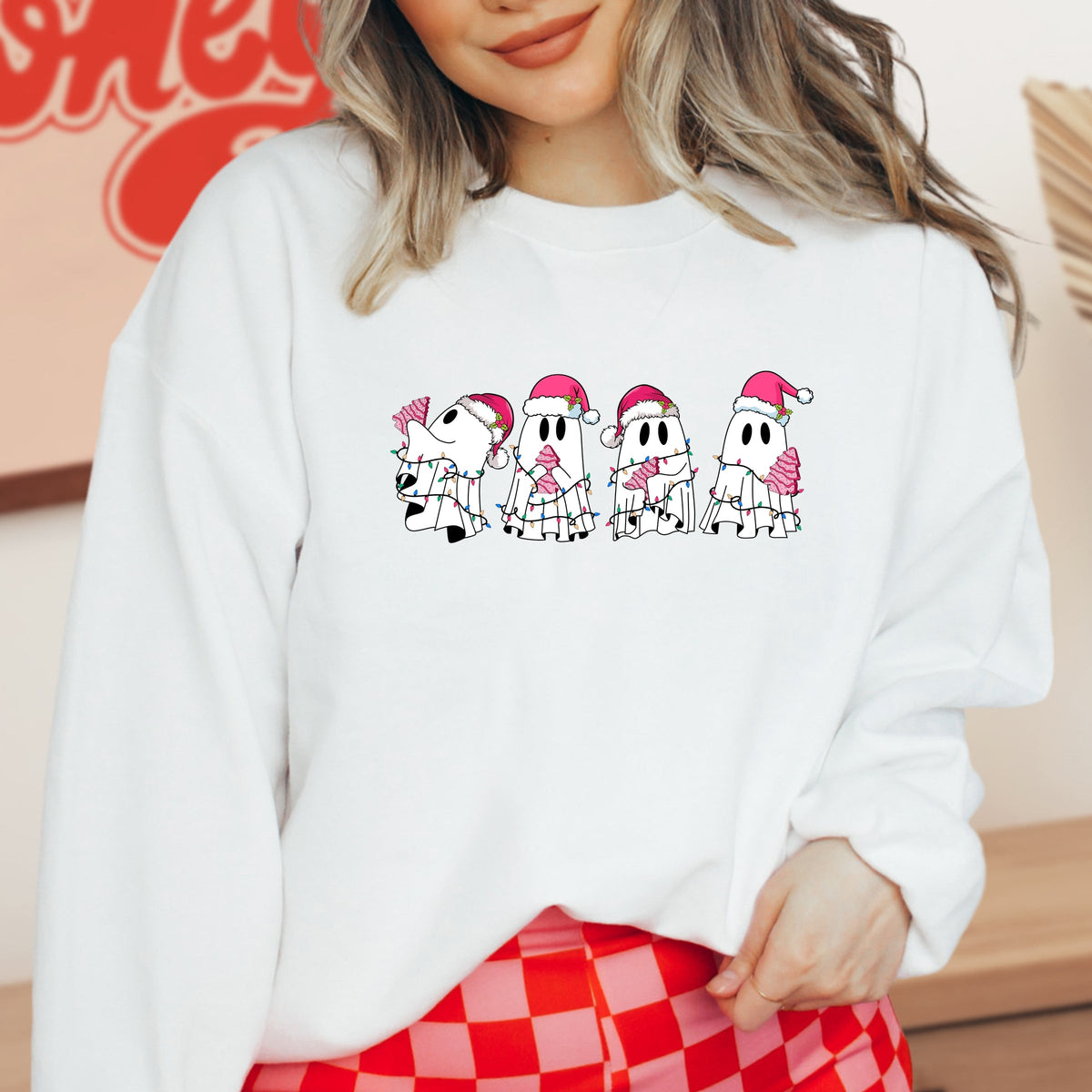Imperial The Label Cute Christmas Ghosts Printed Crewneck Sweatshirt
