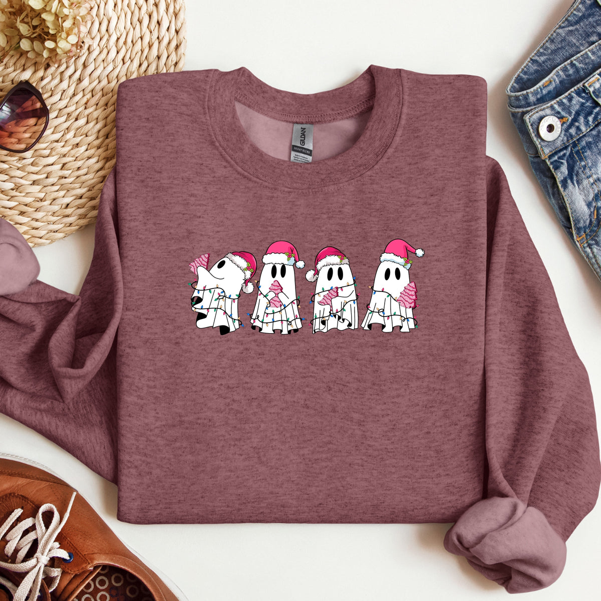 Imperial The Label Cute Christmas Ghosts Printed Crewneck Sweatshirt