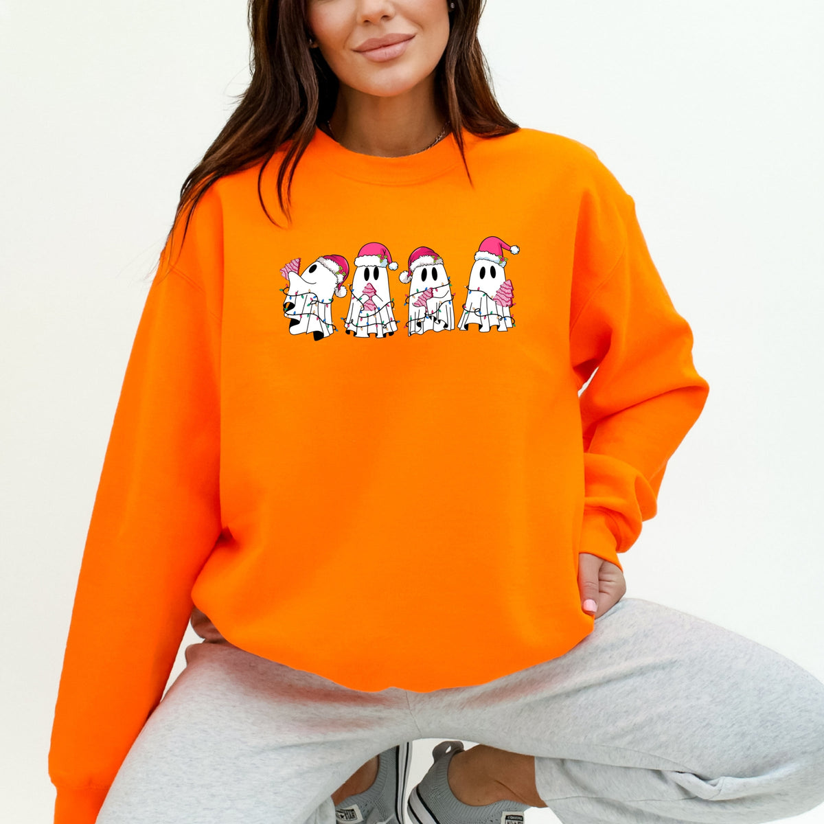 Imperial The Label Cute Christmas Ghosts Printed Crewneck Sweatshirt