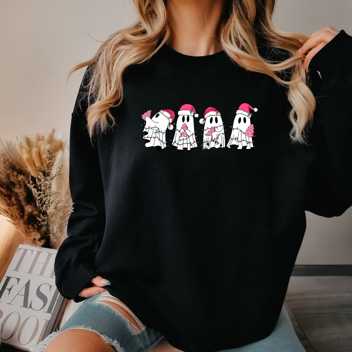 Imperial The Label Cute Christmas Ghosts Printed Crewneck Sweatshirt