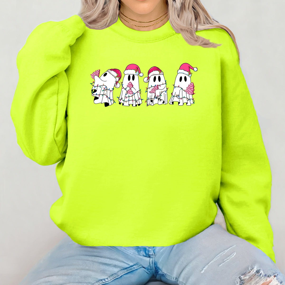 Imperial The Label Cute Christmas Ghosts Printed Crewneck Sweatshirt
