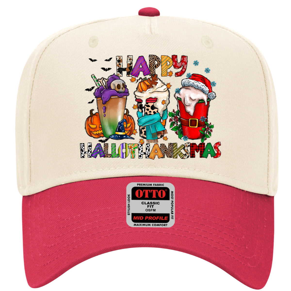 Happy HalloThanksMas Printed Trucker Hat