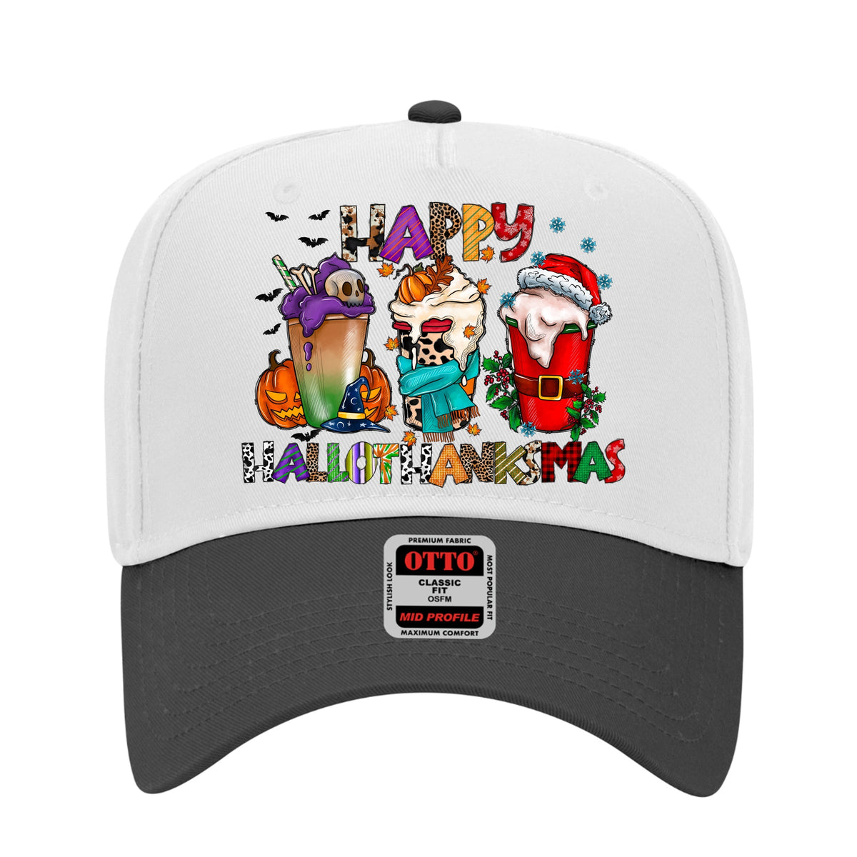 Happy HalloThanksMas Printed Trucker Hat