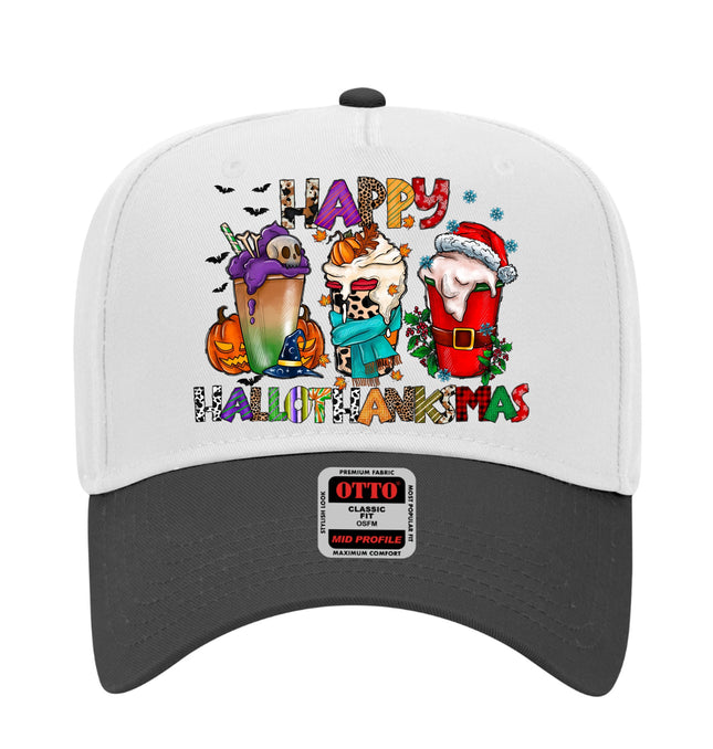 Happy HalloThanksMas Printed Trucker Hat