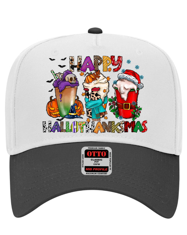 Happy HalloThanksMas Printed Trucker Hat