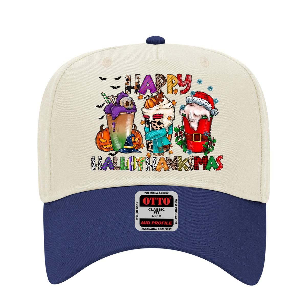 Happy HalloThanksMas Printed Trucker Hat