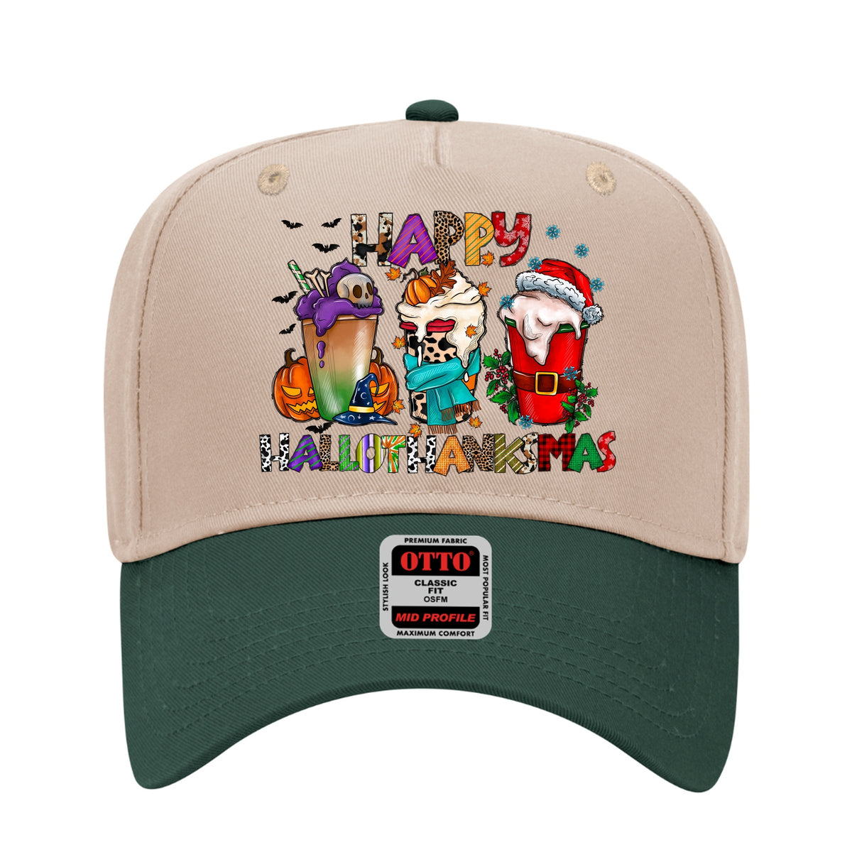 Happy HalloThanksMas Printed Trucker Hat
