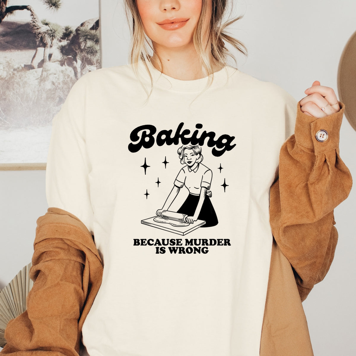 Baking Because Murder Is Wrong Printed Softstyle T-Shirt