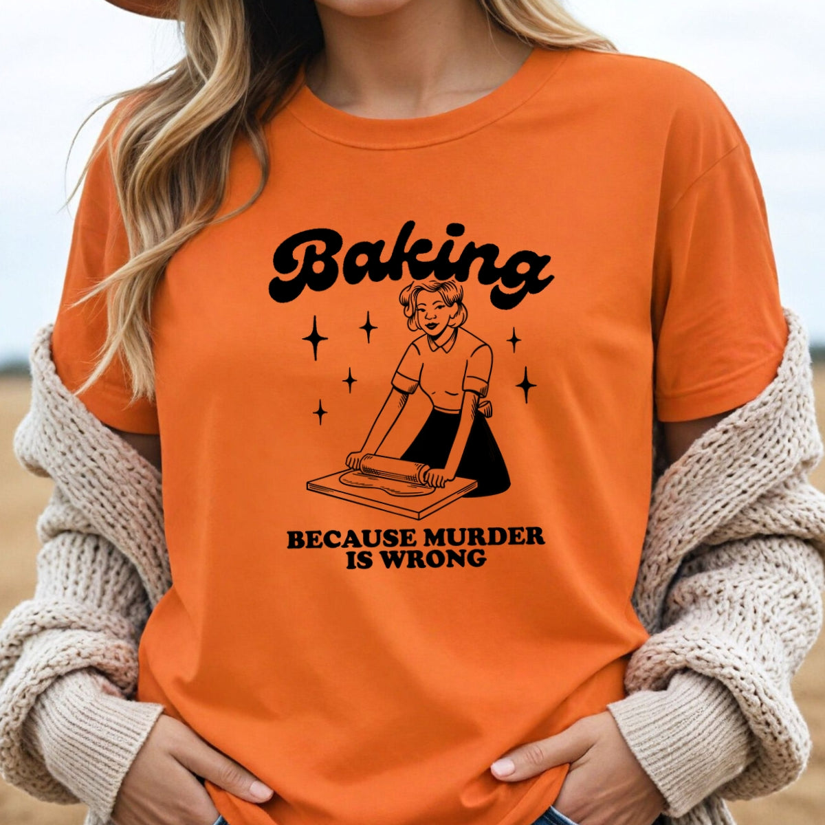 Baking Because Murder Is Wrong Printed Softstyle T-Shirt
