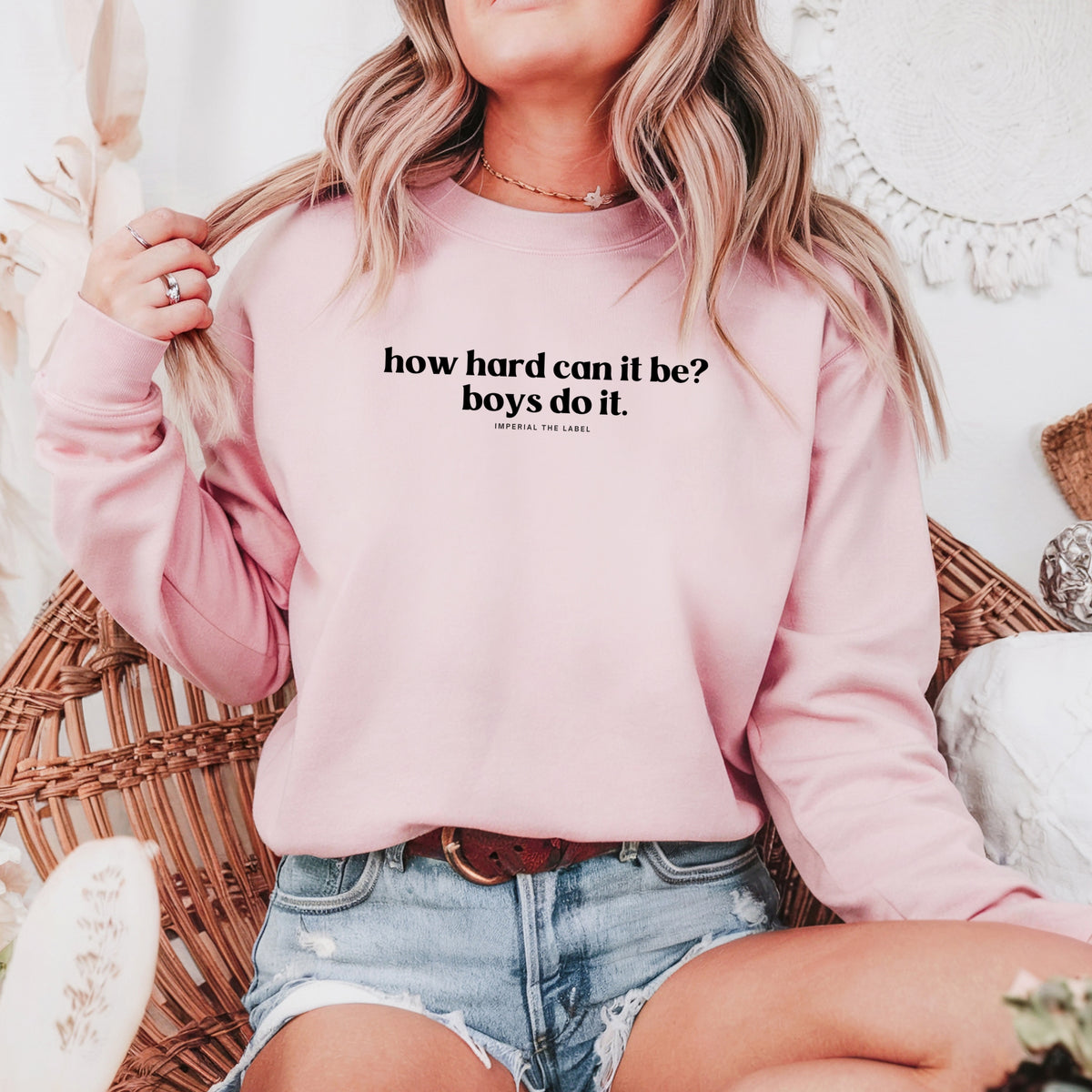 How Hard Can It Be? Boys Do It. - Adult Crewneck Sweatshirt