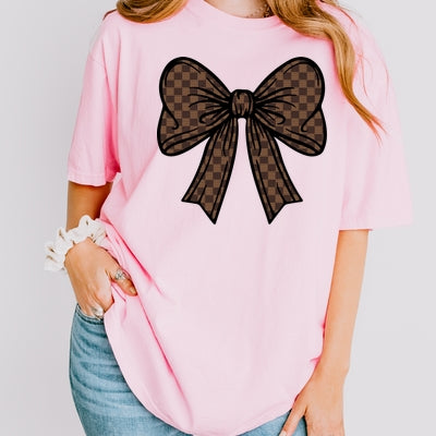 Checkered Bow - Adult Comfort Colors T-Shirt