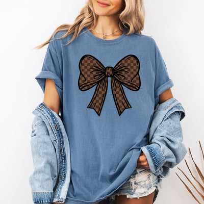 Checkered Bow - Adult Comfort Colors T-Shirt
