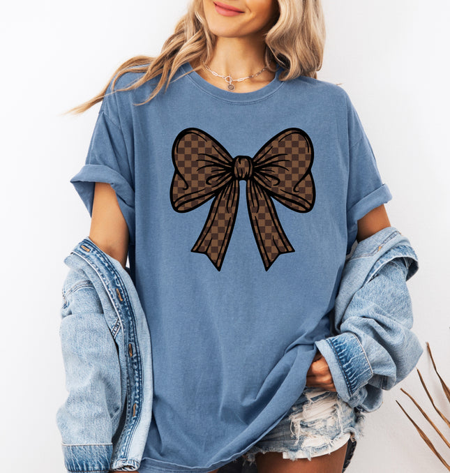 Checkered Bow - Comfort Colors T-Shirt 