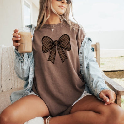 Checkered Bow - Adult Comfort Colors T-Shirt