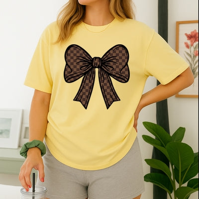 Checkered Bow - Adult Comfort Colors T-Shirt