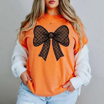 Checkered Bow - Adult Comfort Colors T-Shirt
