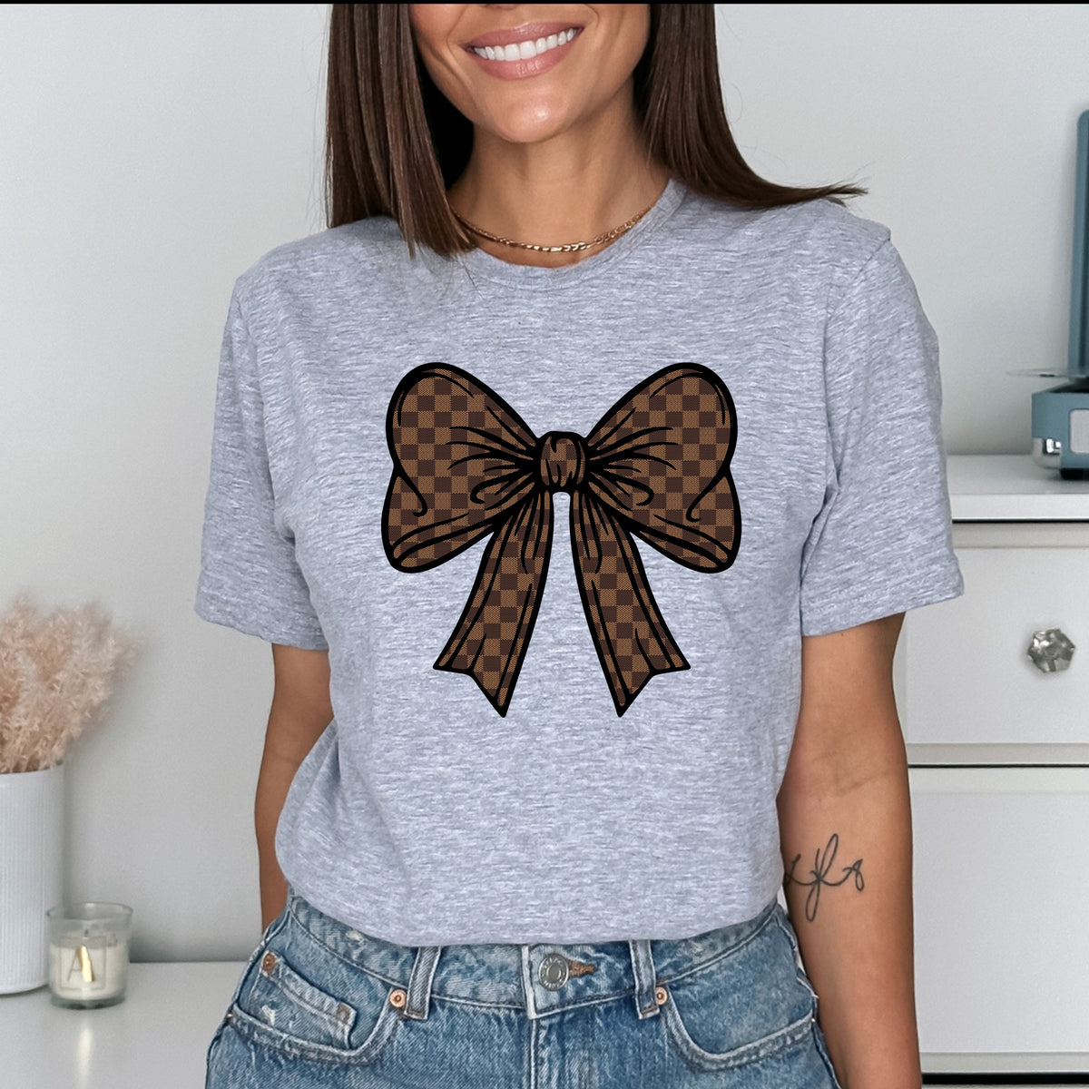 Checkered Bow - Softstyle T-Shirt