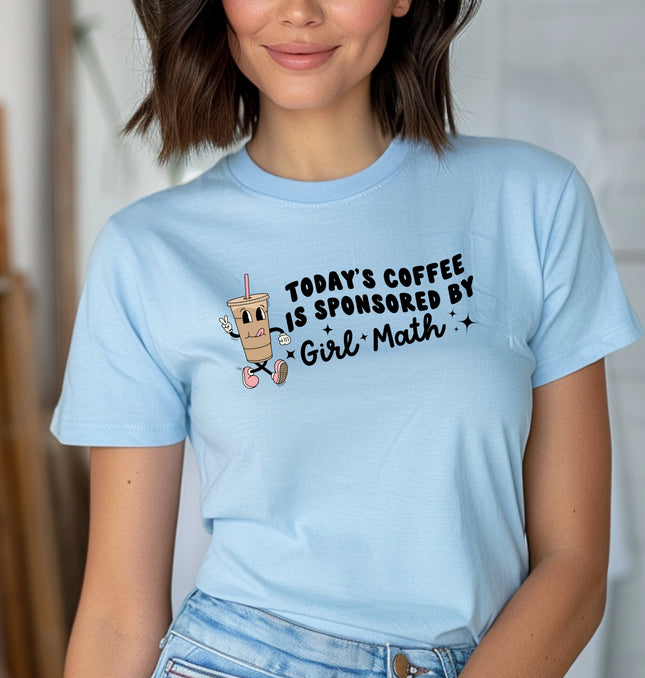 Iced Coffee Sponsored By Girl Math Shirt – Coffee Lover Tee,  Campus Outfit, Comfy Vibe - Softstyle 100% Cotton T-Shirt – Comfy Unisex Fit, Premium Quality Tee
