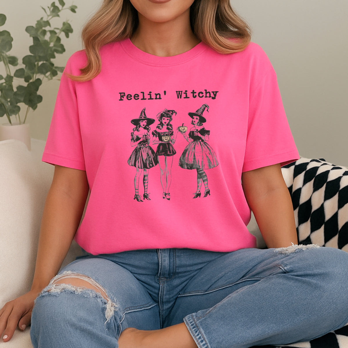 Feelin' Witchy Halloween – Halloween Witch Vibes Graphic Tee, Spooky Cute Shirt, Perfect for Trick or Treat Night - Unisex Comfort Colors Garment-Dyed Heavyweight T-Shirt