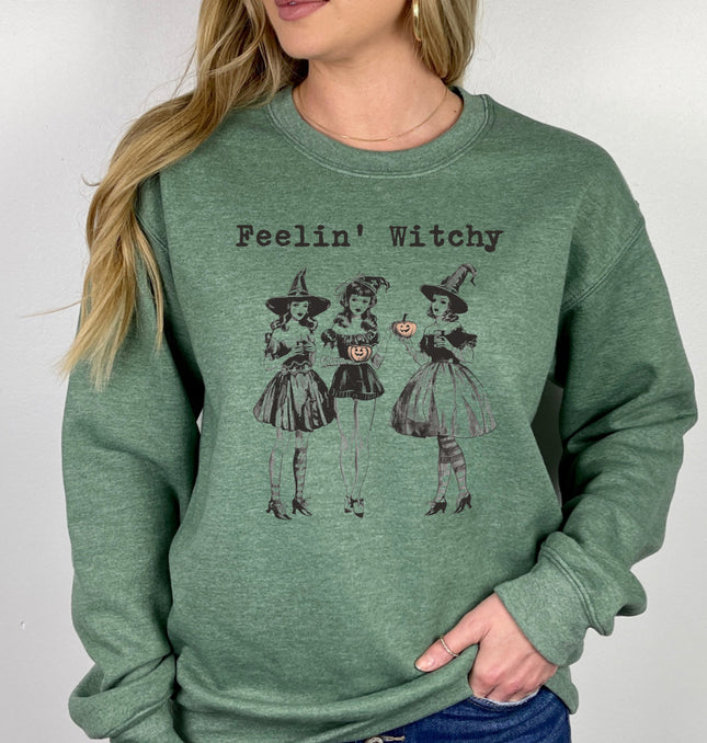 Feelin' Witchy Halloween – Adult Crewneck Sweatshirt