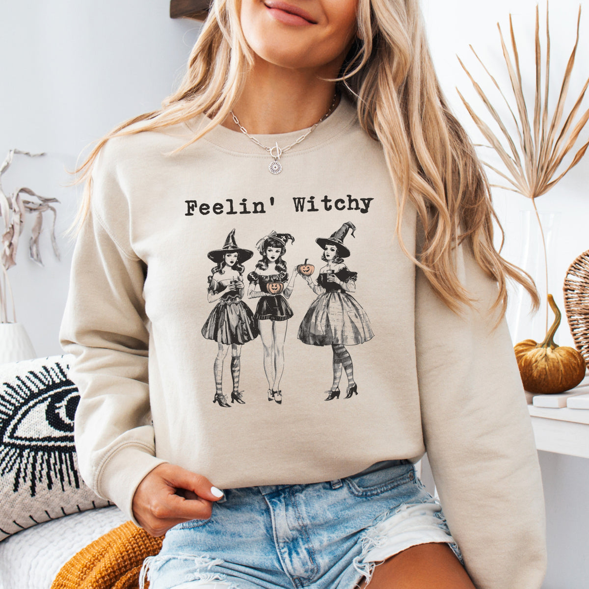 Feelin' Witchy Halloween – Adult Crewneck Sweatshirt