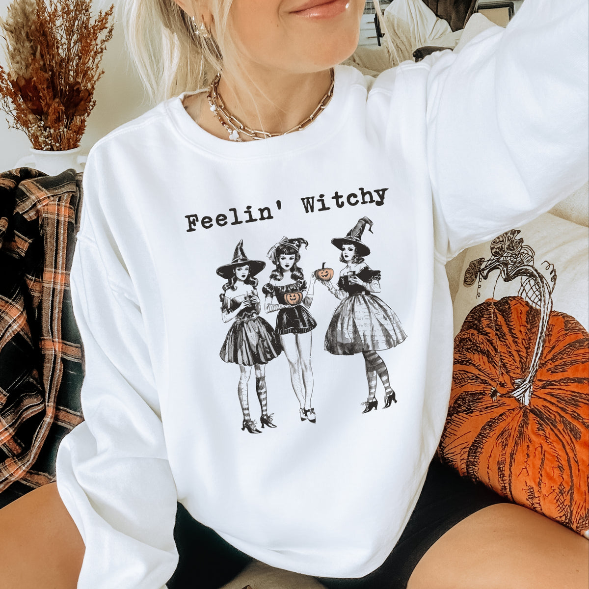 Feelin' Witchy Halloween – Adult Crewneck Sweatshirt