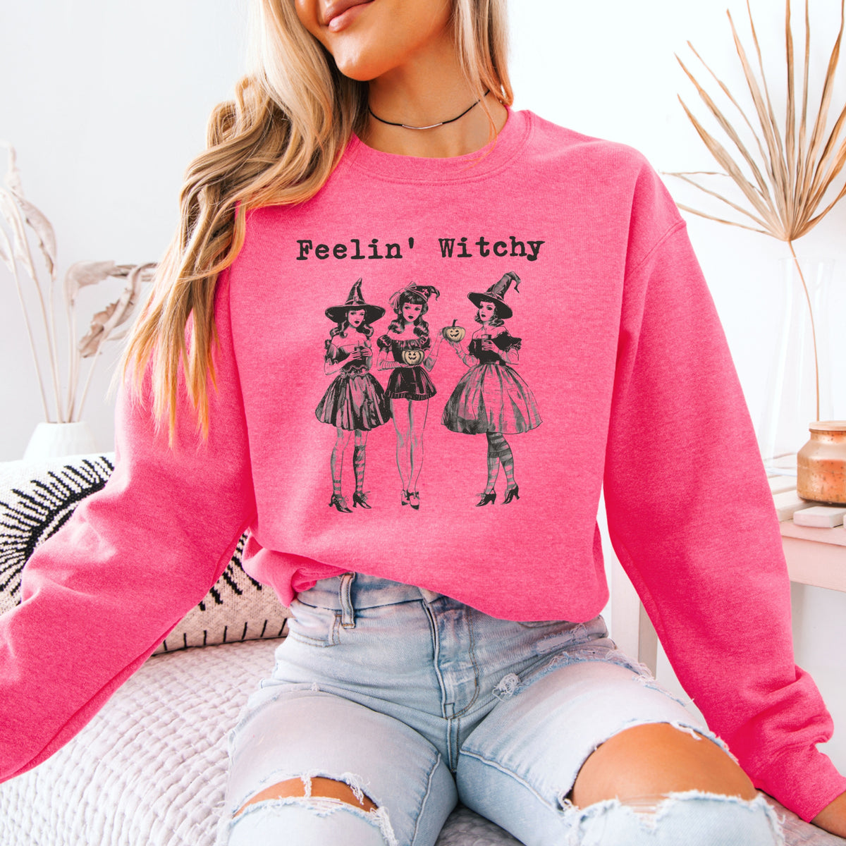 Feelin' Witchy Halloween – Adult Crewneck Sweatshirt