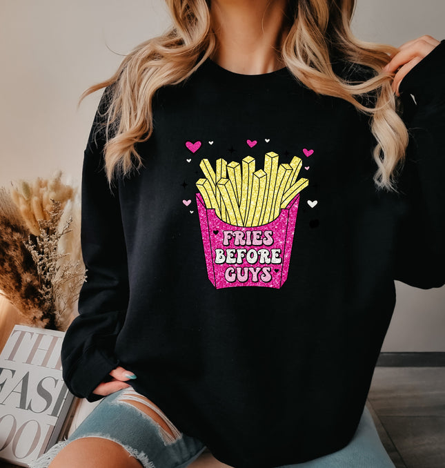 Fries Before Guys Valentines - Crewneck Sweatshirt