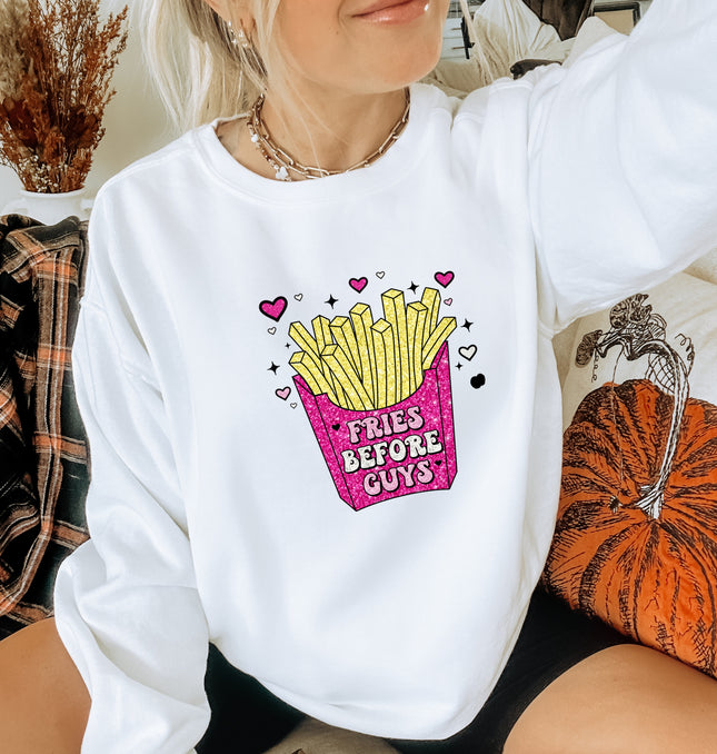 Fries Before Guys Valentines - Crewneck Sweatshirt