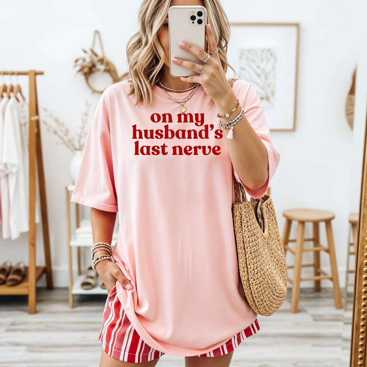 On My Husband's Last Nerve - Comfort Colors T-Shirt  and Crewneck Sweatshirt