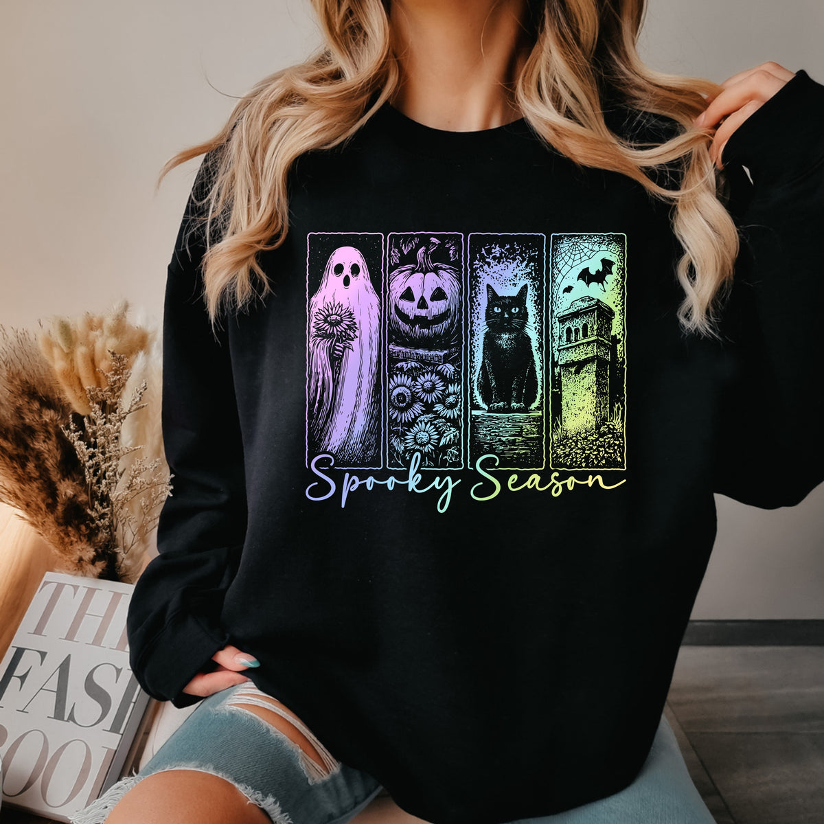 Spooky Season Vintage Pastel - Adult Crewneck Sweatshirt