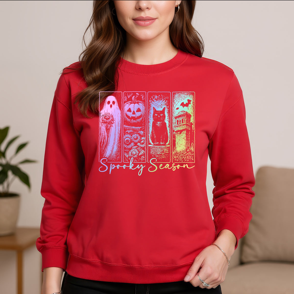 Spooky Season Vintage Pastel - Adult Crewneck Sweatshirt