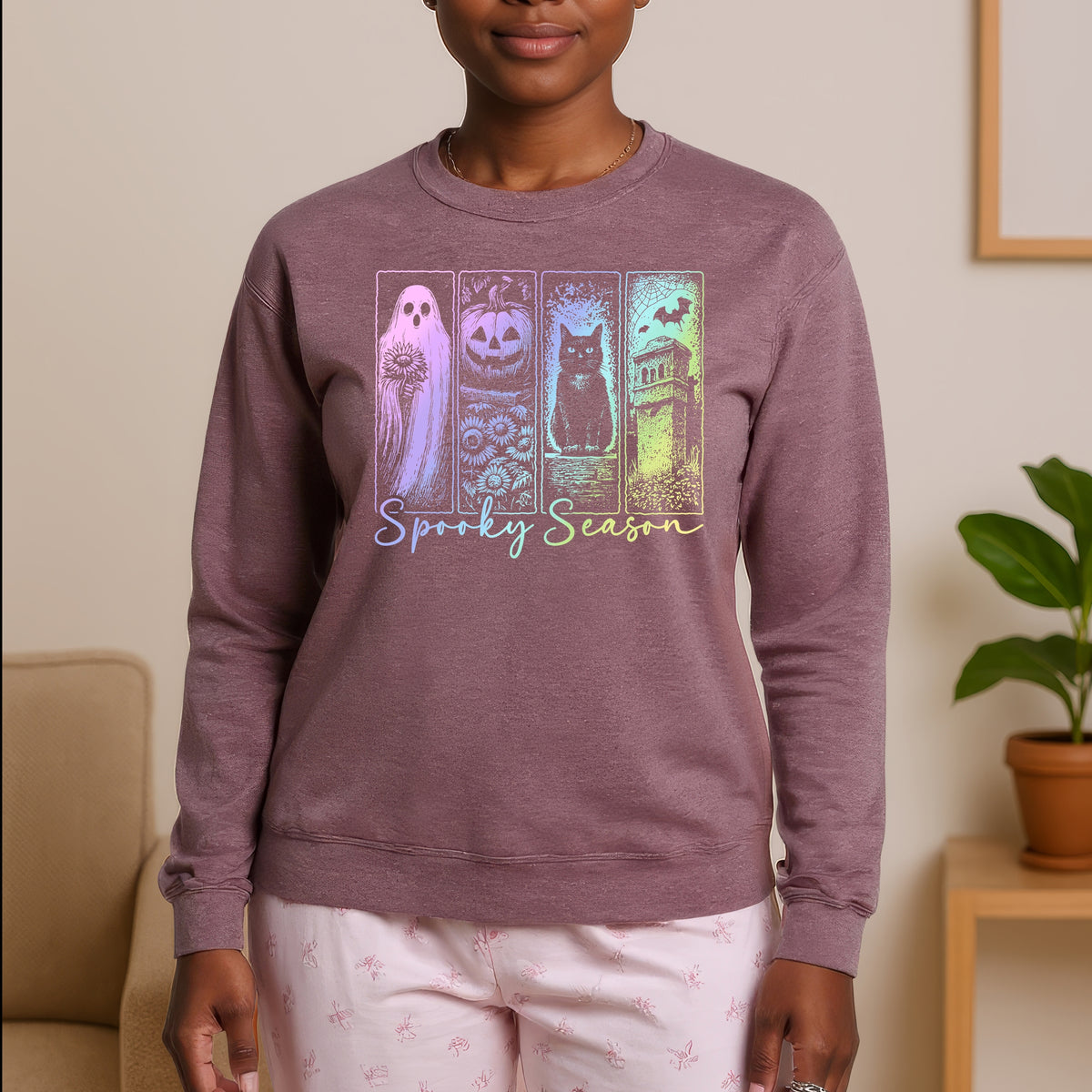 Spooky Season Vintage Pastel - Adult Crewneck Sweatshirt