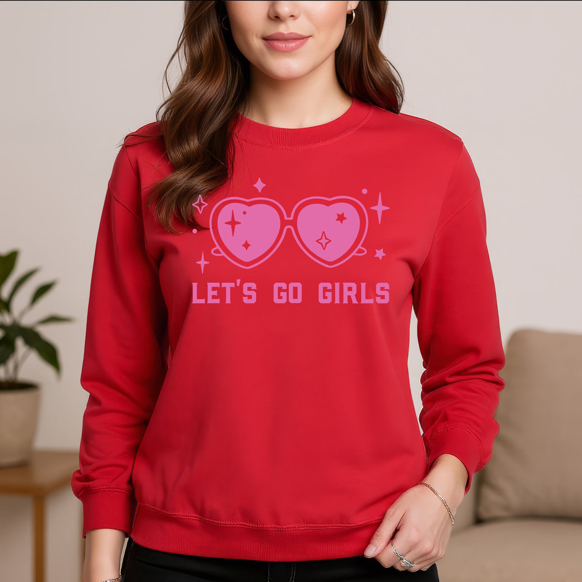 Let's Go Girls Printed Crewneck Sweatshirt