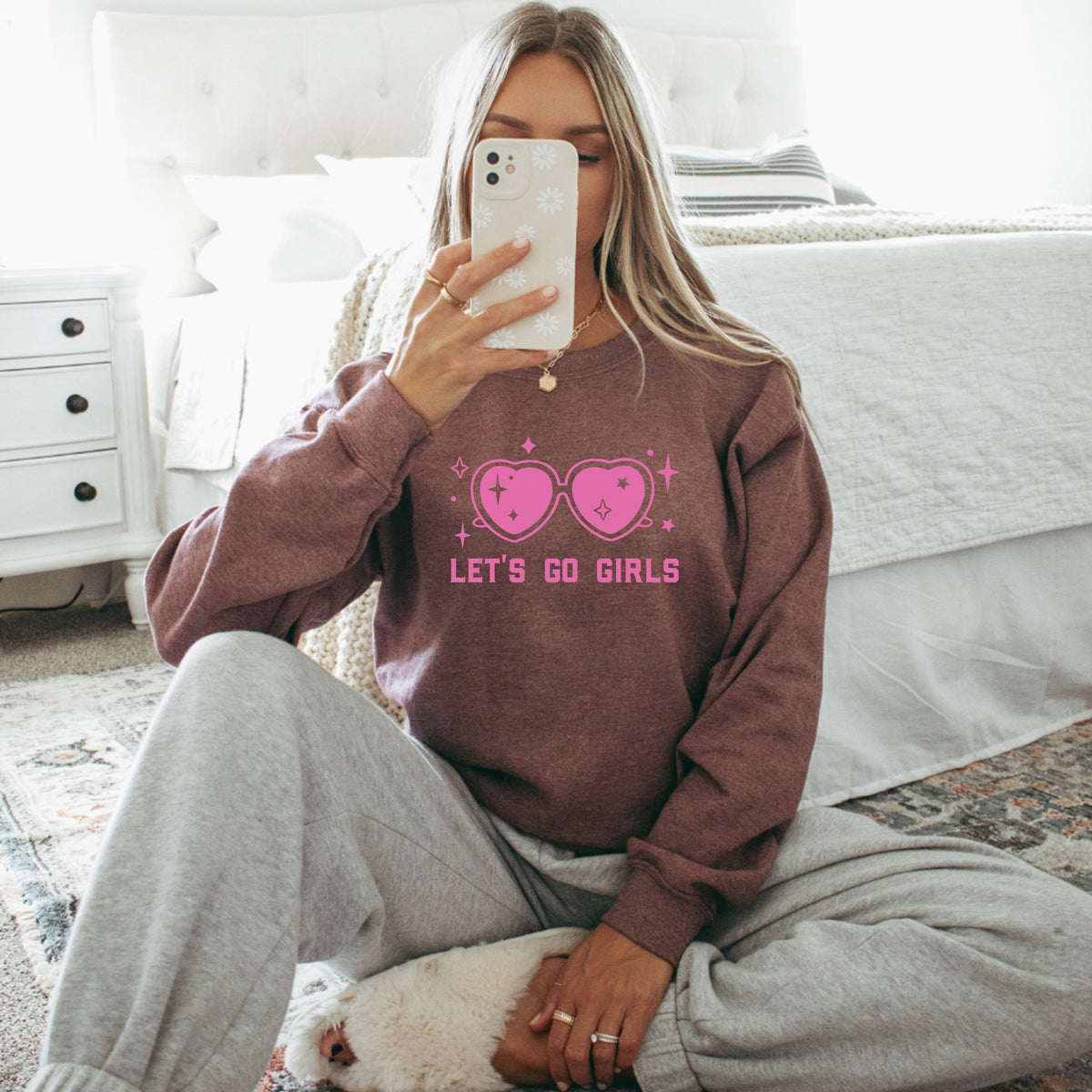 Let's Go Girls Printed Crewneck Sweatshirt