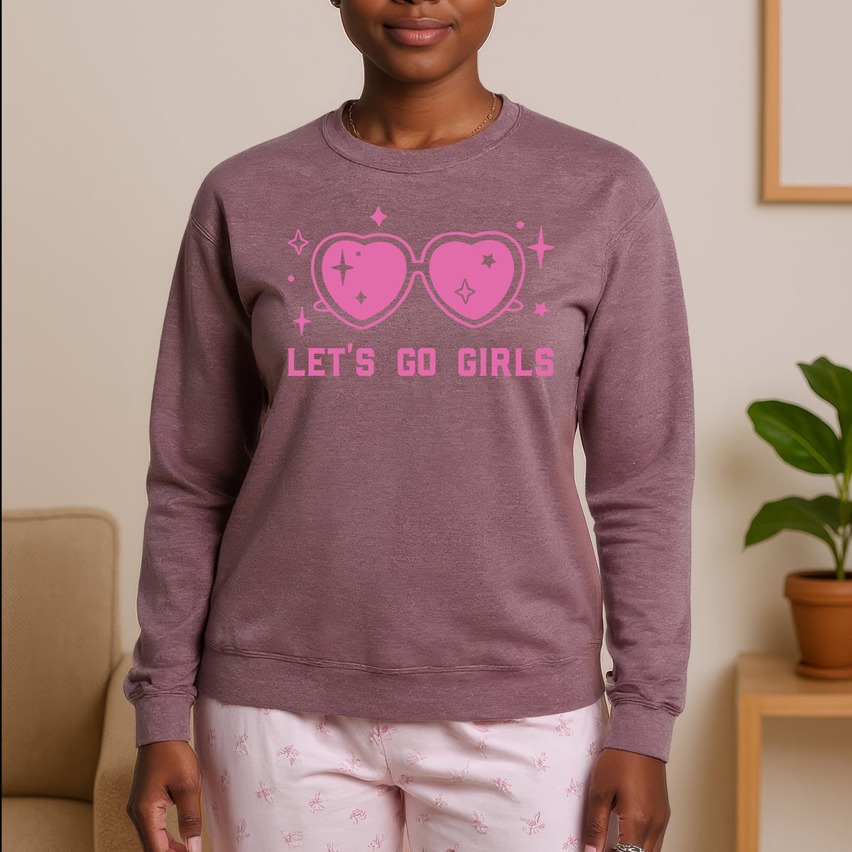Let's Go Girls Printed Crewneck Sweatshirt