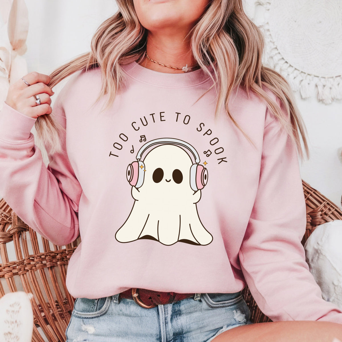Too Cute To Spook Halloween - Adult Crewneck Sweatshirt