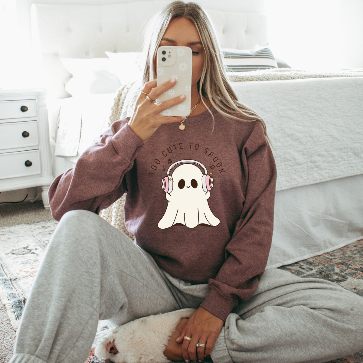 Too Cute To Spook Halloween - Adult Crewneck Sweatshirt