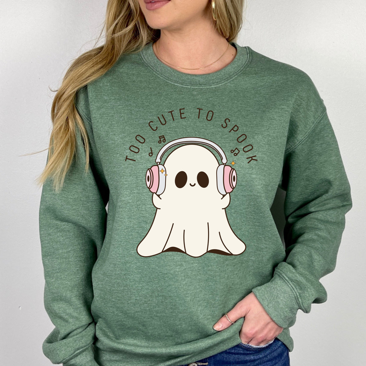 Too Cute To Spook Halloween - Adult Crewneck Sweatshirt