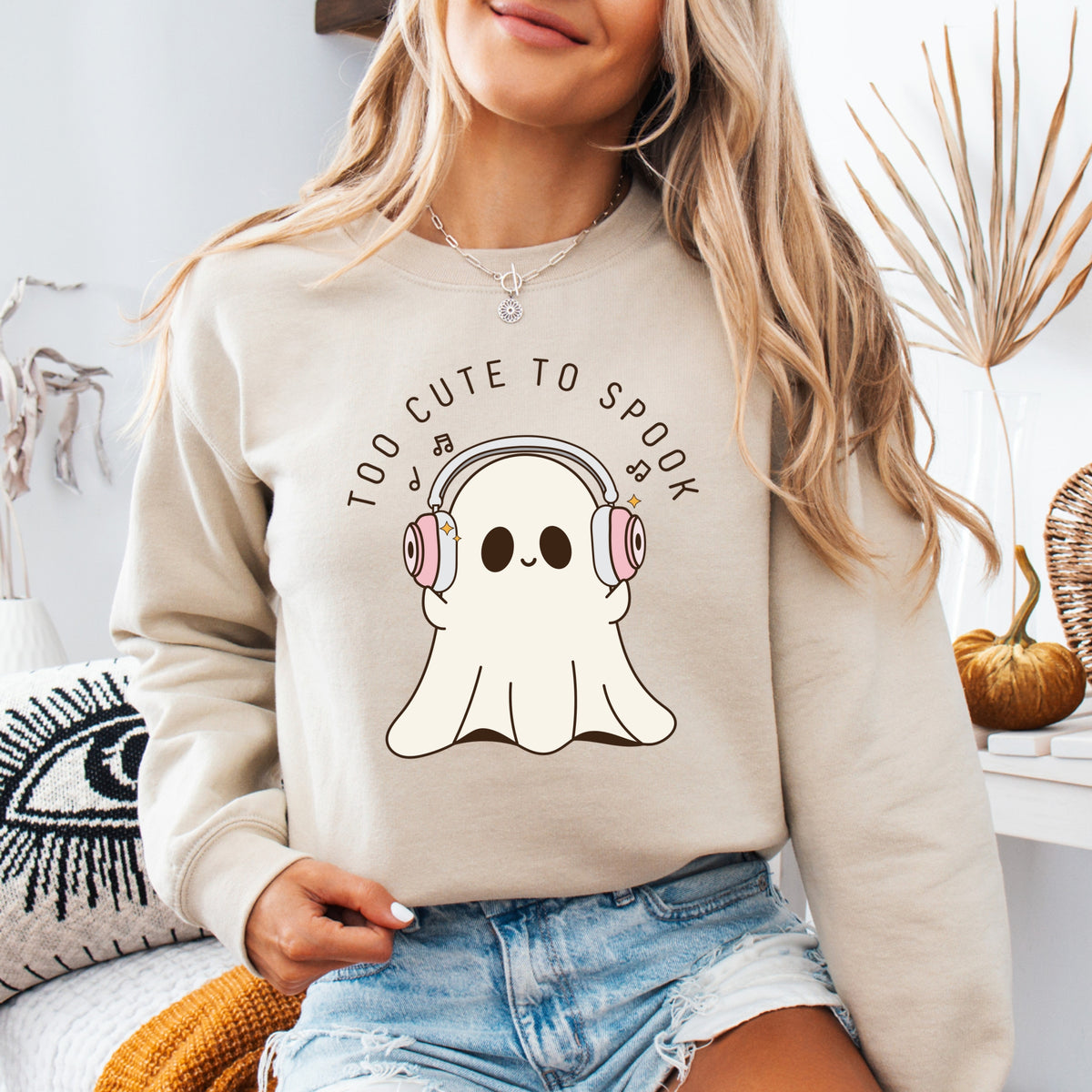 Too Cute To Spook Halloween - Adult Crewneck Sweatshirt