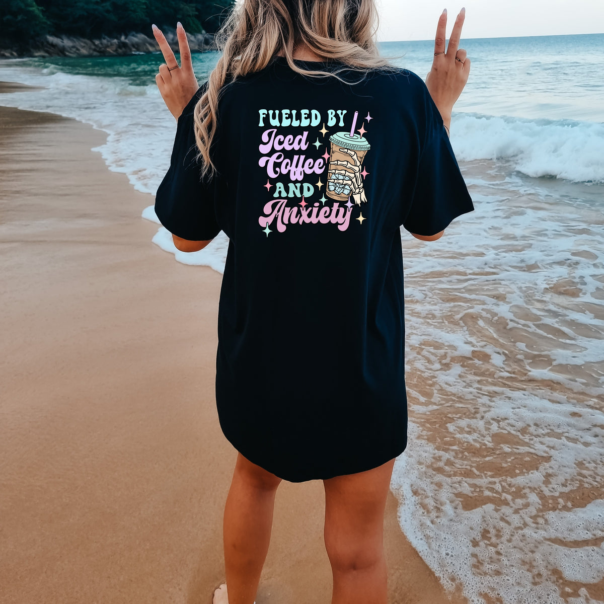 Fueled by Iced Coffee and Anxiety - Adult Comfort Colors T-Shirt