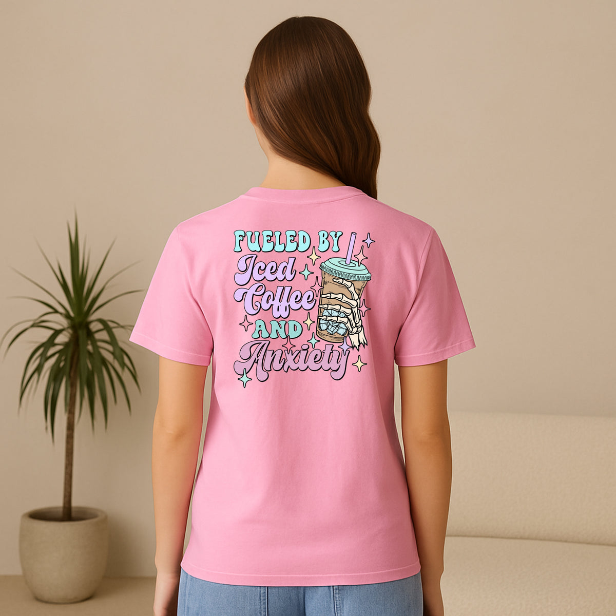 Fueled by Iced Coffee and Anxiety - Adult Comfort Colors T-Shirt