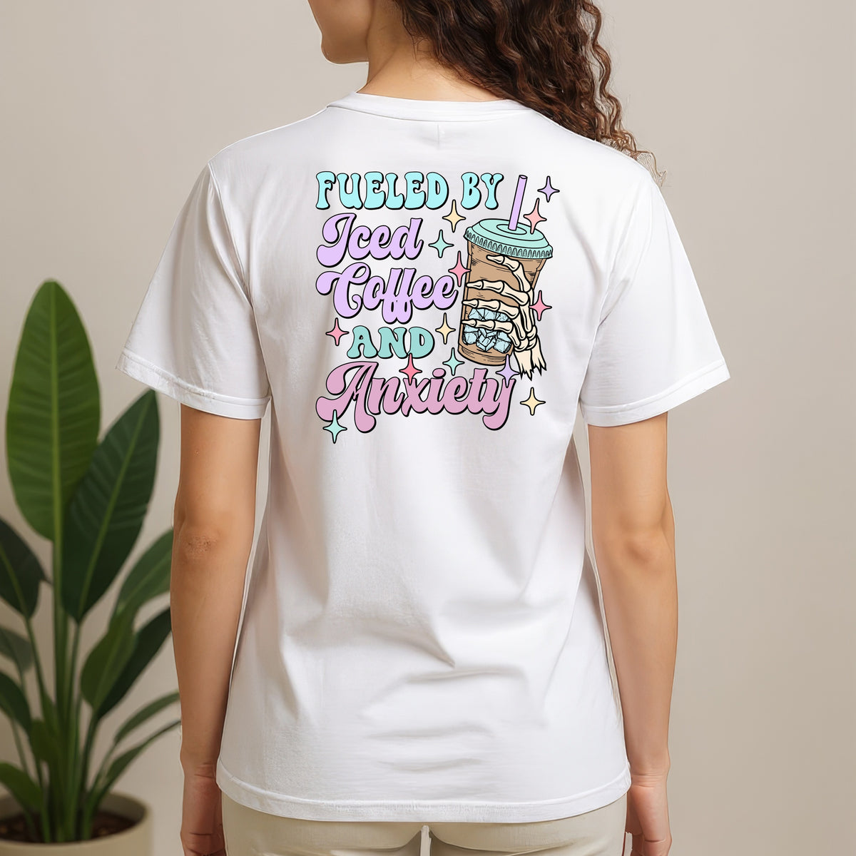 Fueled by Iced Coffee and Anxiety - Adult Comfort Colors T-Shirt
