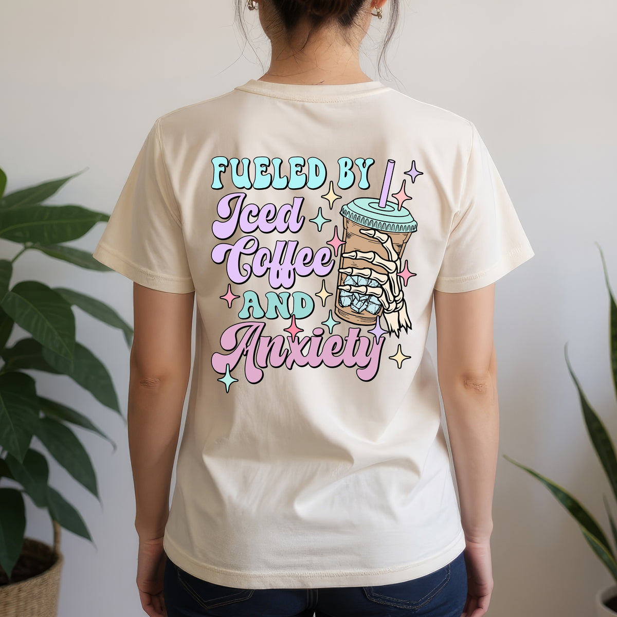 Fueled by Iced Coffee and Anxiety - Adult Comfort Colors T-Shirt