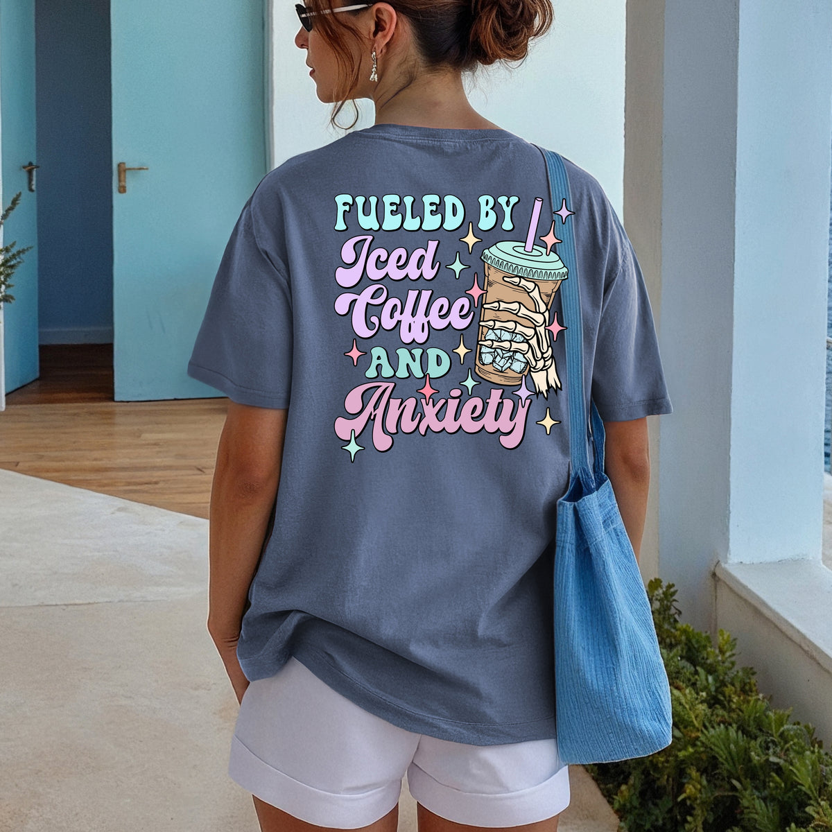 Fueled by Iced Coffee and Anxiety - Adult Comfort Colors T-Shirt