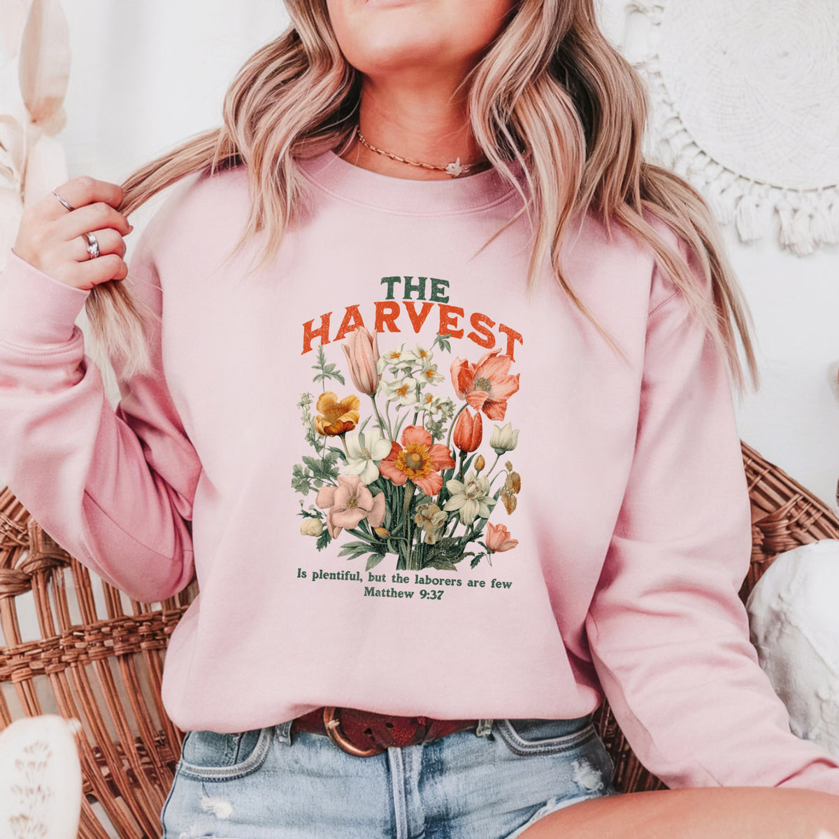 The Harvest Is Plentiful But The Laborers Are Few Matthew 9:37 - Adult Crewneck Sweatshirt
