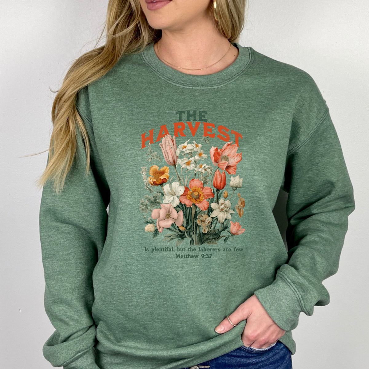 The Harvest Is Plentiful But The Laborers Are Few Matthew 9:37 - Adult Crewneck Sweatshirt