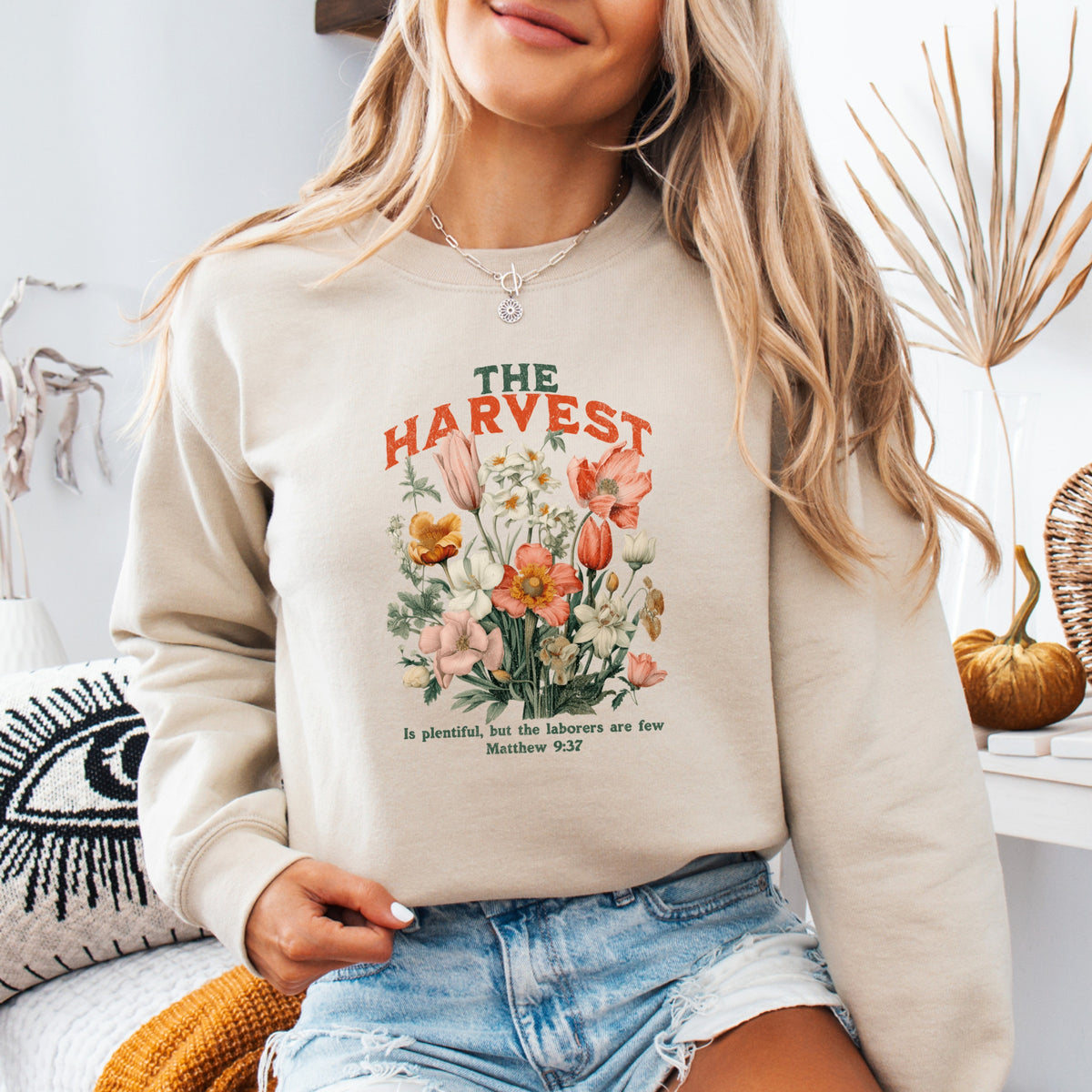 The Harvest Is Plentiful But The Laborers Are Few Matthew 9:37 - Adult Crewneck Sweatshirt