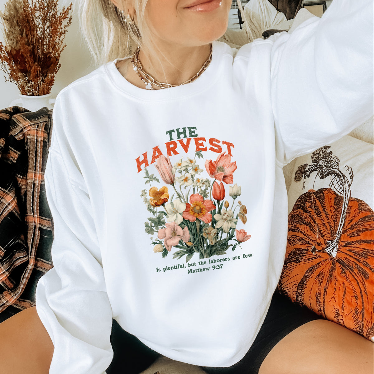 The Harvest Is Plentiful But The Laborers Are Few Matthew 9:37 - Adult Crewneck Sweatshirt